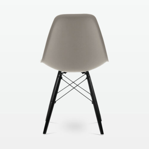 Designer Plastic Dining Side Chair in Beige Top & Black Wooden Legs - back