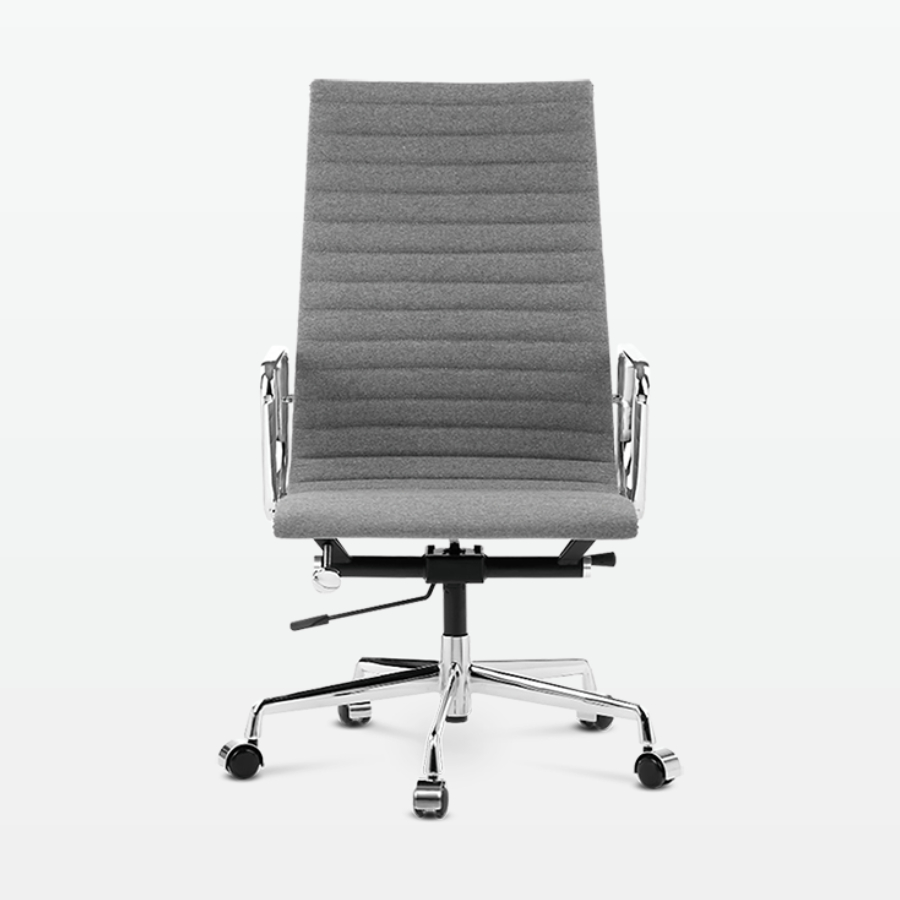 Designer Management High Back Office Chair in Mid Grey Wool - front