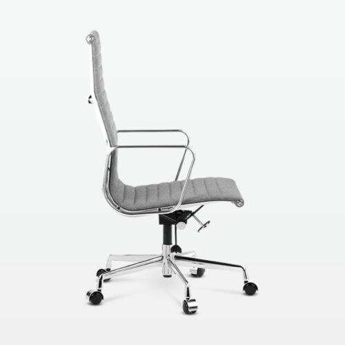 Designer Management High Back Office Chair in Mid Grey Wool - side