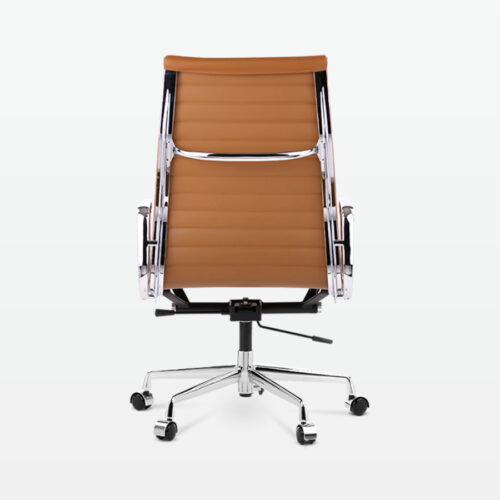 Designer Management High Back Office Chair in Tan Brown Leather - back