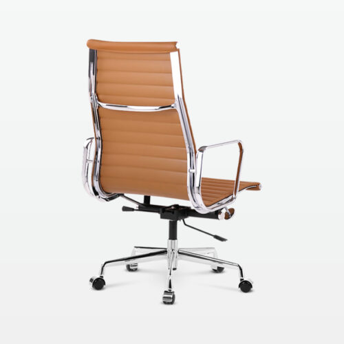 Designer Management High Back Office Chair in Tan Brown Leather - back angle