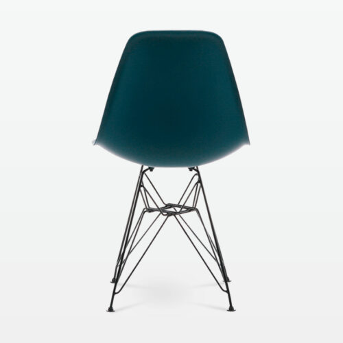 Designer Plastic Side Chair in Ocean & Black Metal Legs - back