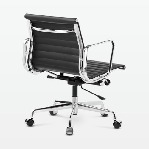 Designer Management Low Back Office Chair in Black Leather - back angle