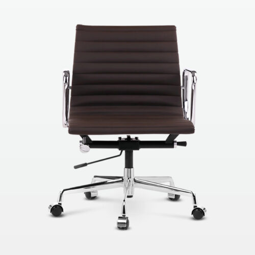 Designer Management Low Back Office Chair in Dark Brown Leather - front