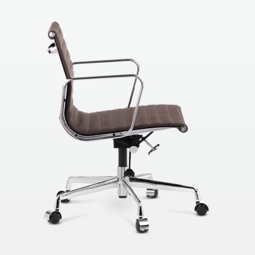 Designer Management Low Back Office Chair in Dark Brown Leather - side