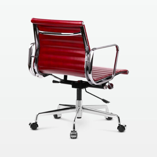 Designer Management Low Back Office Chair in Red Wine Leather - back angle