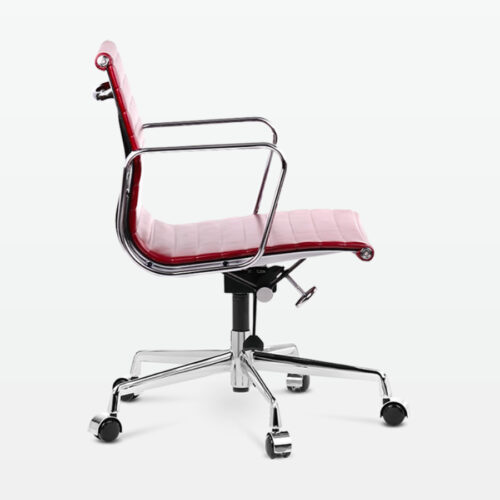 Designer Management Low Back Office Chair in Red Wine Leather - side