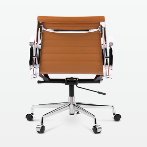 Designer Management Low Back Office Chair in Tan Brown Leather - back