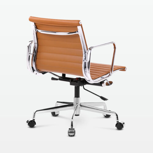 Designer Management Low Back Office Chair in Tan Brown Leather - back angle