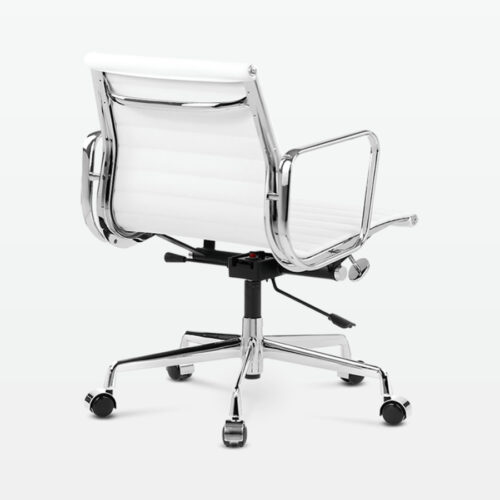 Designer Management Low Back Office Chair in White Leather - back angle