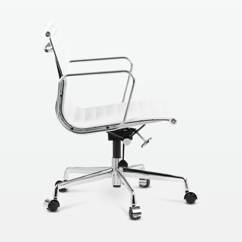 Designer Management Low Back Office Chair in White Leather - side