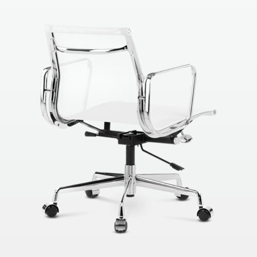 Designer Management Low Back Office Chair in White Mesh - back angle