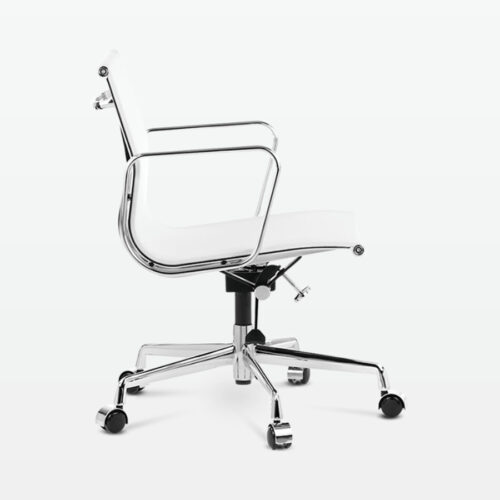 Designer Management Low Back Office Chair in White Mesh - side