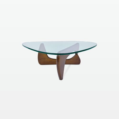 Gerda Walnut Coffee Table in Walnut Wood side-angle view